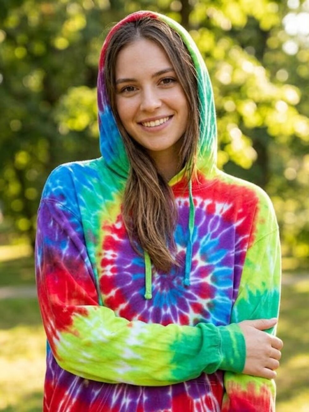 TIE DYE OVERSIZE Lightweight cotton HOODIE Shirt Large UNISEX